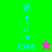 four pixelated displays 'M + J = love' text with star symbols, each having distinct background colors and star colors