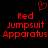 Red pixelated text and a heart symbol on a black background, with 'Red Jumpsuit Apparatus' repeated twice.