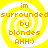 Four identical yellow spiral icons with orange text reading "im surrounded by blondes AHH:)" arranged in a