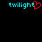 Pixelated cyan text 'twilight' with a red heart replacing the letter 't', displayed on black background.