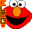 A contact sheet of 10 animated frames showing a pixelated Elmo character with varying mouth shapes and text elements on the left side, arranged in a 4x3 grid with one empty space.