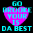 Four identical pixelated heart-shaped icons with cyan text over a black background, each displaying 'GO BROOKE YOUR IS DA BEST' in blocky font.