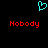 A static pixel art image with a cyan heart symbol above two red 'Nobodys' text on black background.