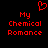 Red pixelated text 'My Chemical Romance' with a red heart symbol above on black background.