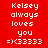 Red background with white pixelated text reading "Kelsey always loves you =)(33333" arranged in a , where yellow rectangles highlight different sections of the text across frames