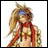 A pixelated anime-style character with long blonde hair and a red scarf stands on the left side of a contact sheet, while the right side displays stylized text "Anime IM" above smaller text "cOm" against a black background.