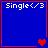 Four blue with red borders display "Single<3" text and heart symbols in varying states of animation