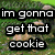 A four- shows a light brown rodent in grassy terrain with text overlays; the top-left displays 'im gonna get that cookie' while other show the rodent's posture changes