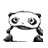 Animated black-and-white panda icon with multiple poses showing head turns, body shifts, and limb movements