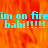 Pixelated cyan text on a fiery orange-red background with repeated phrases and multiple exclamation marks.