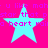 A static image with a bright pink background featuring four cyan stars arranged in two , each star containing pixelated text