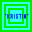Four identical pixelated squares with green and cyan borders display "KRASTIN" text in blue, each square showing a different nested border configuration.