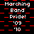 identical pixelated icons with red and black checkered backgrounds, each displaying white text reading "Marching Band Pride! '09 '10"