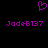 Purple pixelated heart symbol above two identical lines of purple text reading "JadeB137" on a black background.