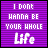 Animated contact sheet of 8 frames showing a purple background with white text changing across sampled frames, displaying variations of the phrase "I don't wanna be your whole life I just wanna be your favorite part" in different font styles and partial visibility.