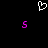 Pixelated white heart symbol above two purple 'S' characters on black background.