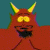 Animated contact sheet of a red cartoon devil character with yellow horns and black beard across seven frames showing mouth expressions changing from closed to open teeth to wide grin.