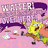 Pixelated image of a yellow cartoon character with brown shorts and black shoes, holding an orange object against a pink background with purple shapes.
