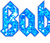 A static contact sheet showing two frames of a blue pixelated text animation with 'Baby C' and 'girl' visible on separate lines against white backgrounds.