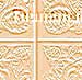 A static image of a decorative architectural pattern with swirling floral motifs in beige and brown tones on a light background.