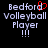 Pixelated text displays "Bedford Volleyball Player!!!" with a red heart symbol replacing the 'o' in Bedford on one side of an animated comparison.