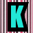 Pixelated cyan letters K, E, L, L, I, and a bottle-shaped icon with three exclamation marks on striped background.