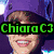 Pixelated image with green text 'ChiaraC3' over a person in purple headwear, blue text 'LUVS' over heart symbols on black background, and purple text 'JB' with hearts over grayscale photo.