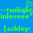 Green pixelated text on blue background with heart symbol above 'twilight' and asterisks next to 'inloveee', repeated twice with 'lashley:' below.