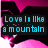 Pixelated text on dark background with pink and green abstract shapes, displaying two phrases in cyan block letters.