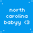 Blue background with white pixelated text 'north carolina babyy <3' repeated in a pattern, small white dots scattered across the blue field