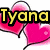 Pixelated graphic with pink hearts, yellow text 'Tyana', blue text 'and Lisa', and red text 'are BFFL!' over a flower background.