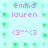 Pixelated icon with light blue background and green square border, displaying purple text and symbols in two vertical