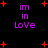 Purple text 'im in Love' on black background with red plus signs, two identical static frames shown.