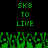 Green pixelated text 'SK8 TO LIVE' repeated twice above a of green pixelated figures with raised arms on black background