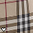 A 48x48 pixel animated buddy icon featuring a plaid pattern with alternating brown, beige, and red stripes, displaying two frames where the bottom-left heart symbol changes from white to black.