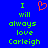 Blue background with green pixelated text reading "I will always love Carleigh" and a red pixelated heart symbol above the text.