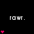Black background with white 'rawt.' text and pink heart symbols in various quantities