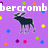 Pixelated purple background with three dark moose figures and scattered colored dots, featuring white text reading 'bercromb', 'and', and 'Fitch'.