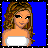 Pixel art contact sheet showing four frames of a cartoon character with long brown hair wearing a white strapless top and blue jeans, alongside text reading "I <3 CHRIST 4 LIFE!!" on a solid blue background.