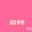 Pink background with repeated light pink 'love' text and white heart symbols arranged in a pattern