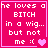 Four identical pink square with white text and pixelated heart symbols, each displaying the phrase "he loves a BITCH in a wig... but not me :(" with varying heart counts