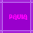 Purple background with light purple lines and pink pixelated text reading 'PAULA' in two identical