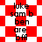 Red and white checkered background with black text listing names 'luke', 'sam b', 'ben', 'are', 'bff' in two , transitioning to a red diamond pattern
