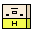 Four display a yellow and beige icon with black 'H' shapes, pink rectangles, and small black squares arranged in different configurations across the frames