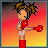Pixel art contact sheet showing a boxer character and text fragments arranged in a 3x2 grid with gradient backgrounds.