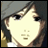 Pixelated anime-style character with light skin and dark hair, wearing a gray cap, next to stylized text on a black background.