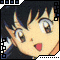 Anime-style character with black hair and brown eyes, pink text 'Kimitsu' appears below the head in