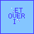 blue square with pixelated text 'GET OVER IT' in varying states of distortion
