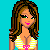 Pixel art contact sheet showing multiple frames of a bikini-clad cartoon woman holding a beach ball with text asking "where is the beach?" on cyan background.