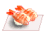 Four pixelated sushi icons arranged in a 2x2 grid on white squares with gray shadows, each depicting different nigiri and maki styles.